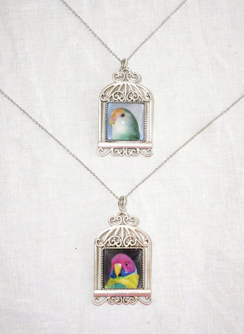 BIRDCAGE BROOCH+NECKLACE (5 COLORS)