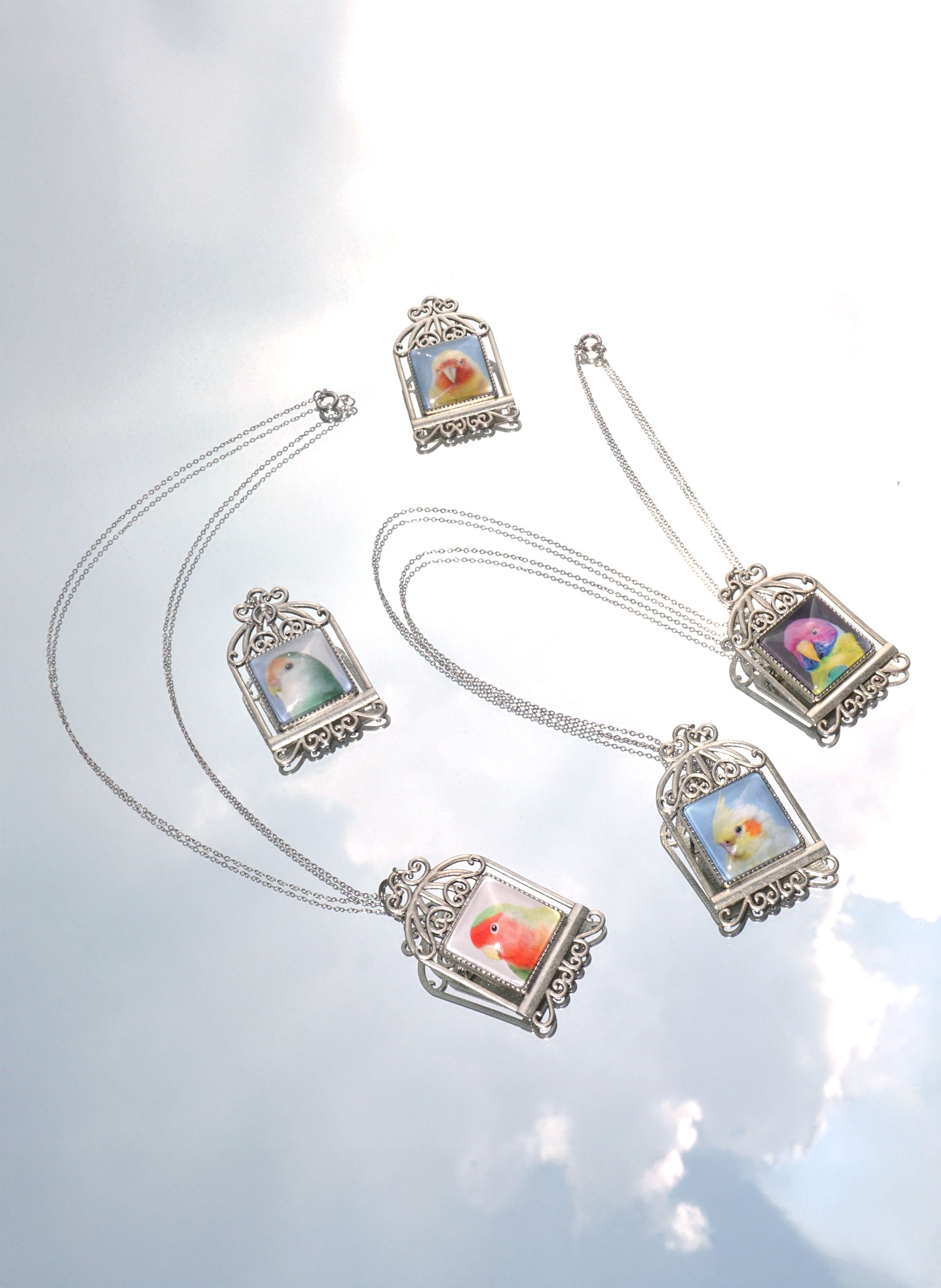 BIRDCAGE BROOCH+NECKLACE (5 COLORS)